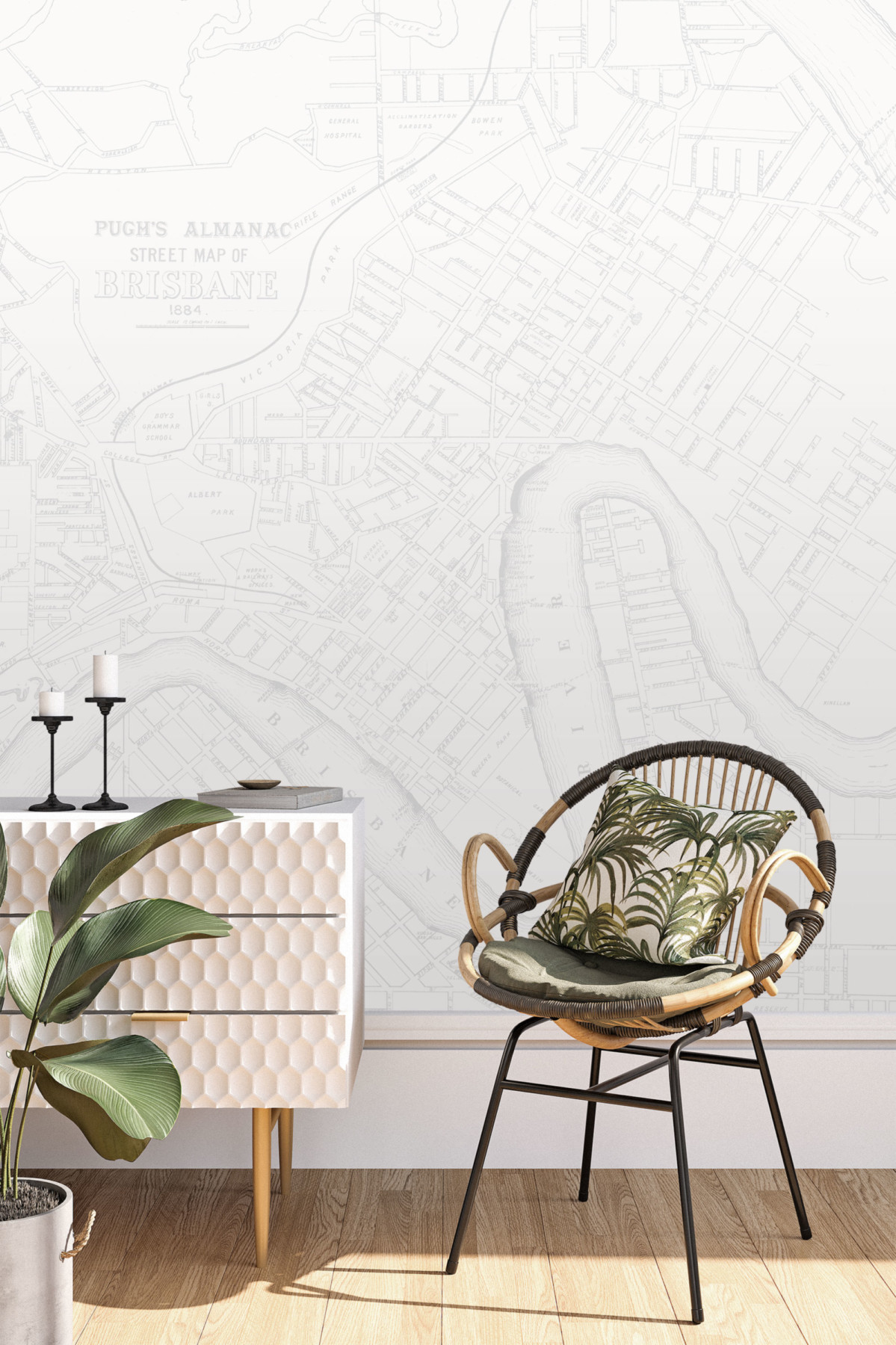 Vintage Brisbane Map Wallpaper | Grafico Melbourne