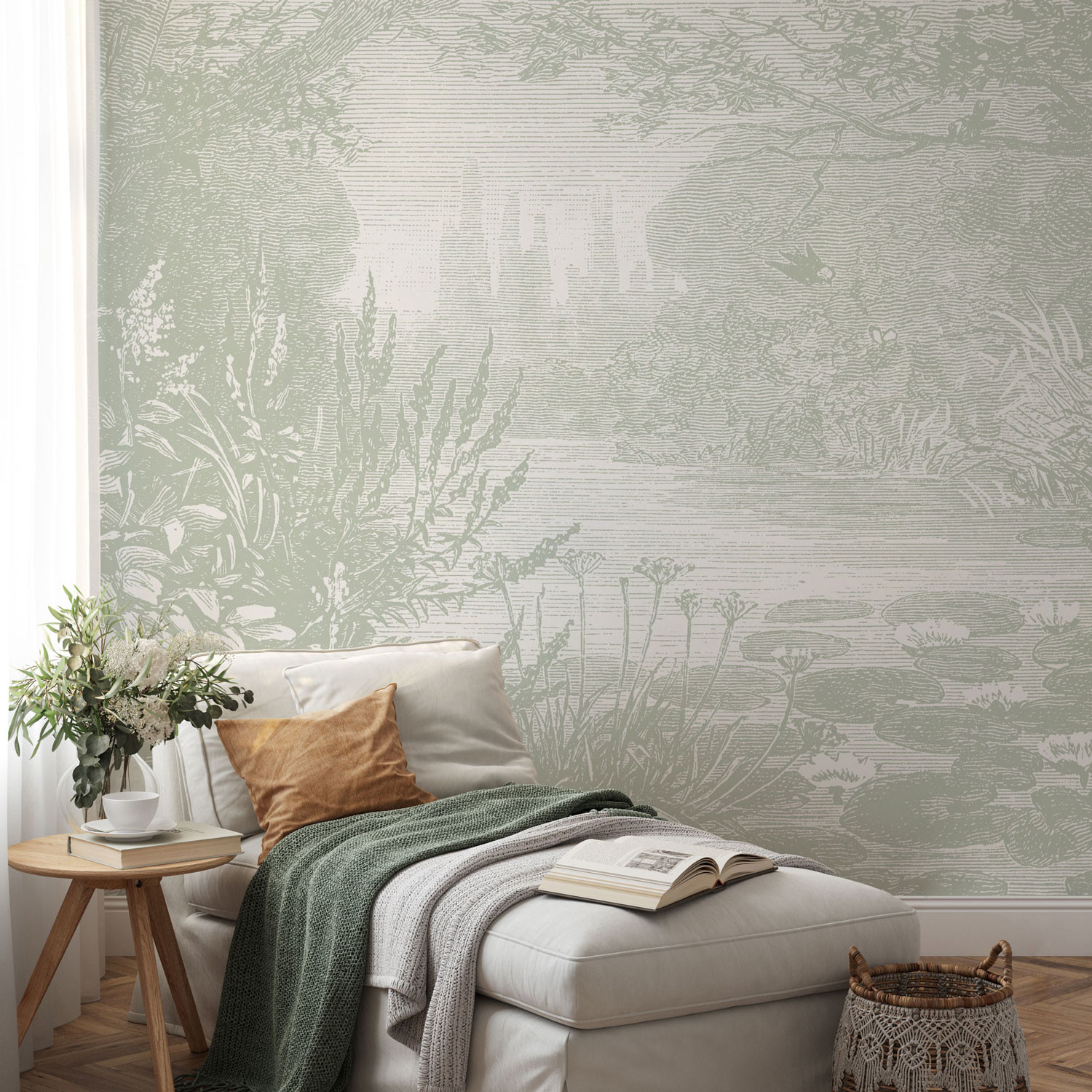 Green bedroom 2025 wallpaper