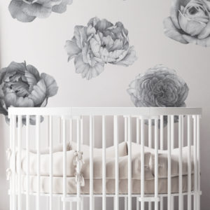 Watercolour Flowers - Monotone | Kids Wall Decals | Grafico Melbourne