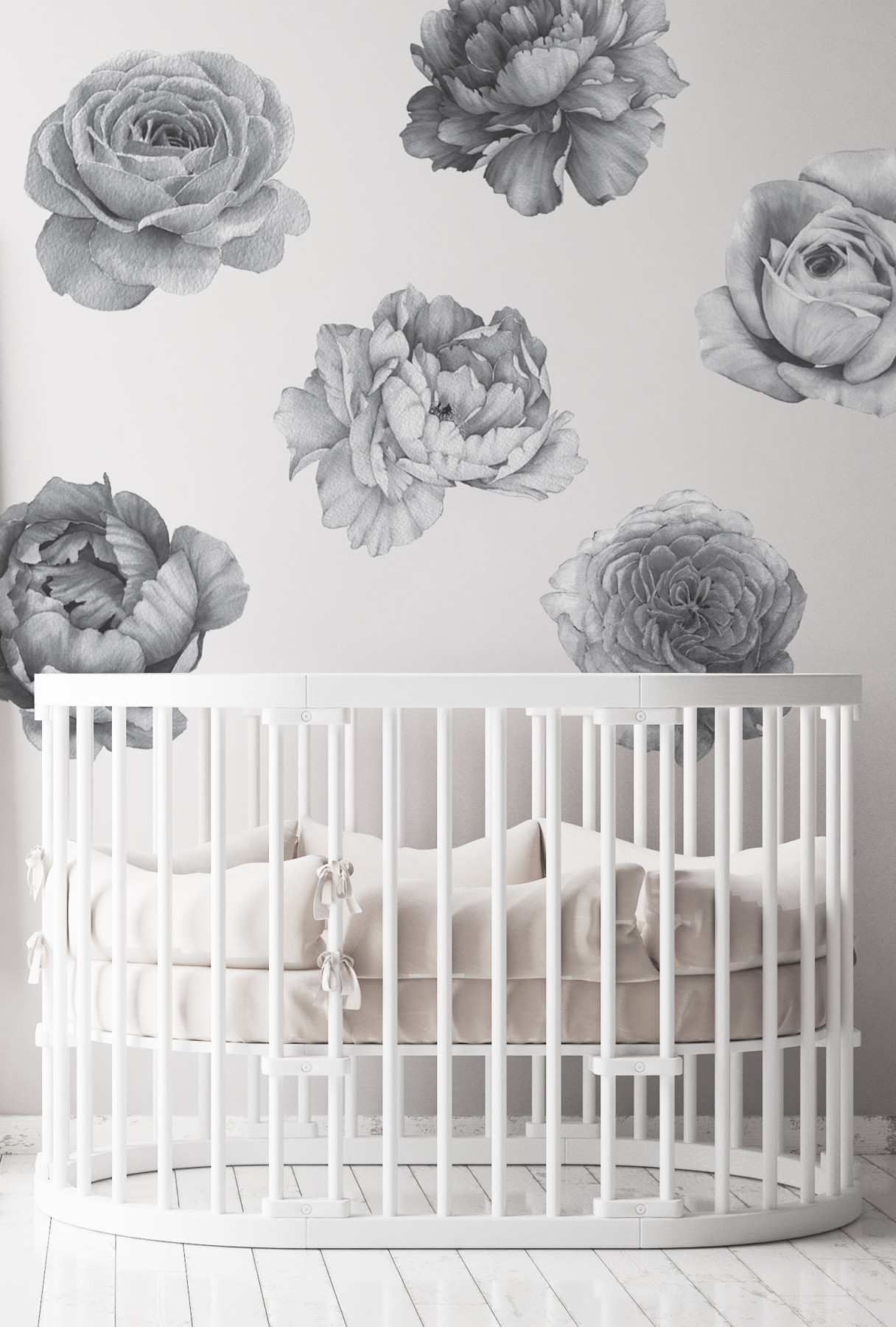 Watercolour Flowers - Monotone | Kids Wall Decals
