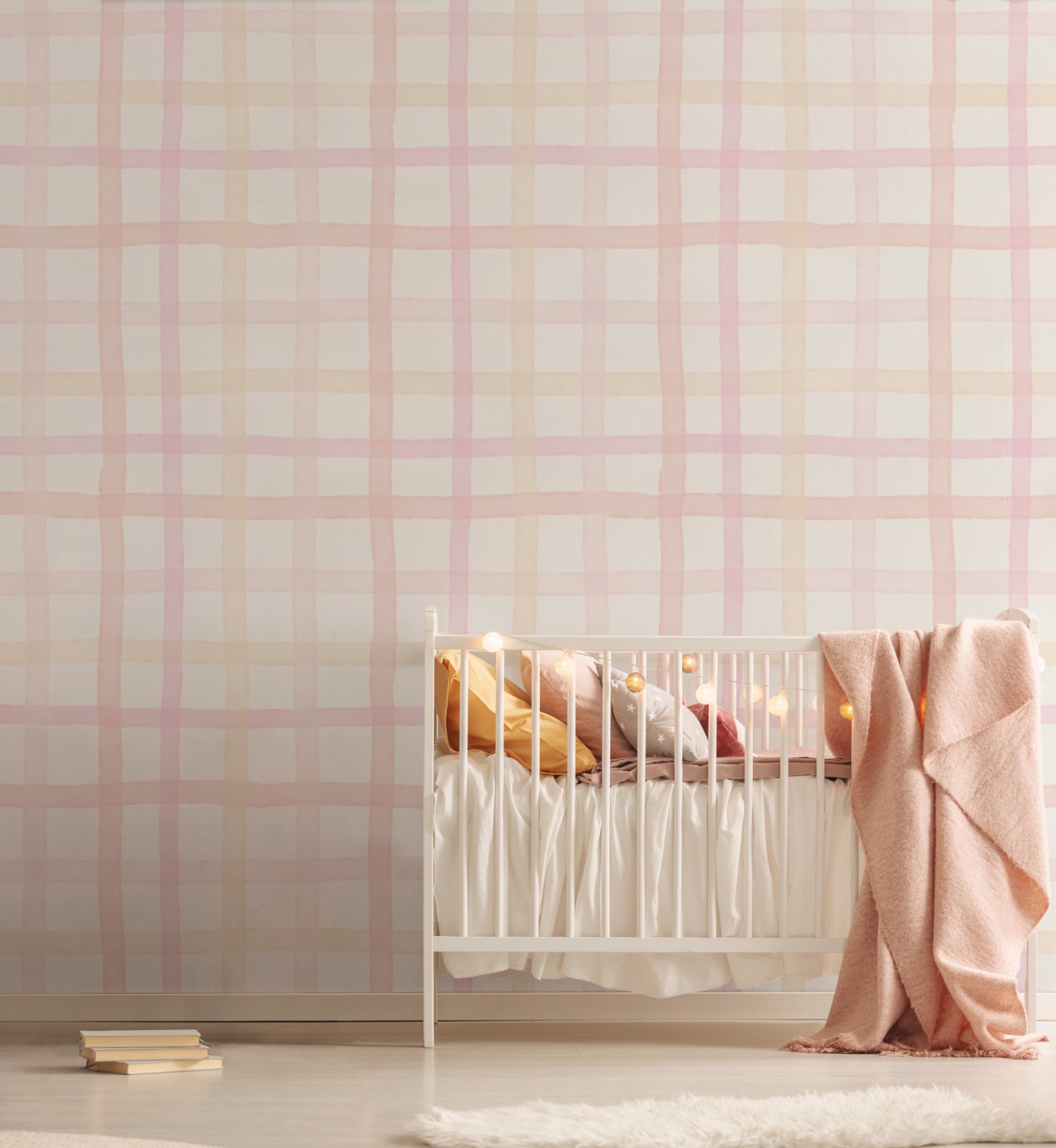 Watercolour Gingham - Cotton Candy | WALLPAPER