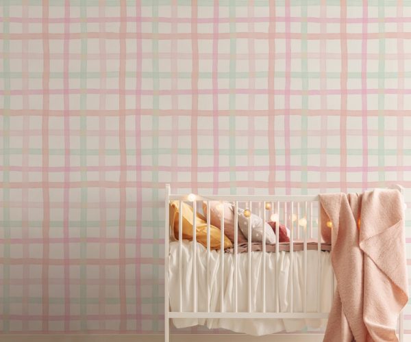 Watercolour Gingham - Mint Cotton Candy | WALLPAPER | Grafico Melbourne