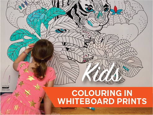 image of kids colouring in whiteboard prints