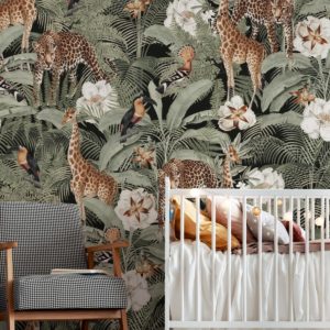 Wild Safari Jungle - Dark | Kids WALLPAPER | Grafico Melbourne