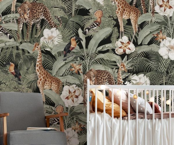 Wild Safari Jungle - Dark | Kids WALLPAPER | Grafico Melbourne