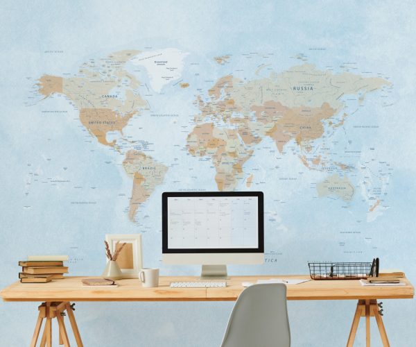 Detailed World Map Self Adhesive Wallpaper - Grafico Australia