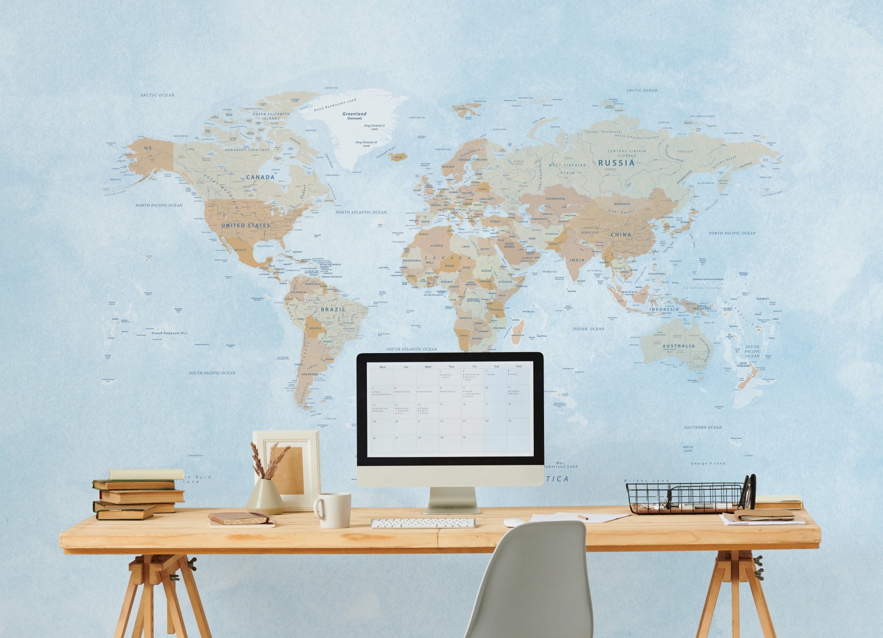 Detailed World Map Self Adhesive Wallpaper - Grafico Australia