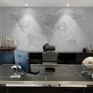 Detailed World Map - Black & White Wallpaper | Grafico Melbourne