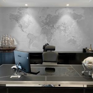 Detailed World Map - Black & White Wallpaper | Grafico Melbourne