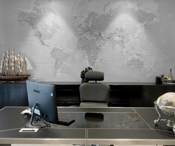 Detailed World Map - Black & White Wallpaper | Grafico Melbourne