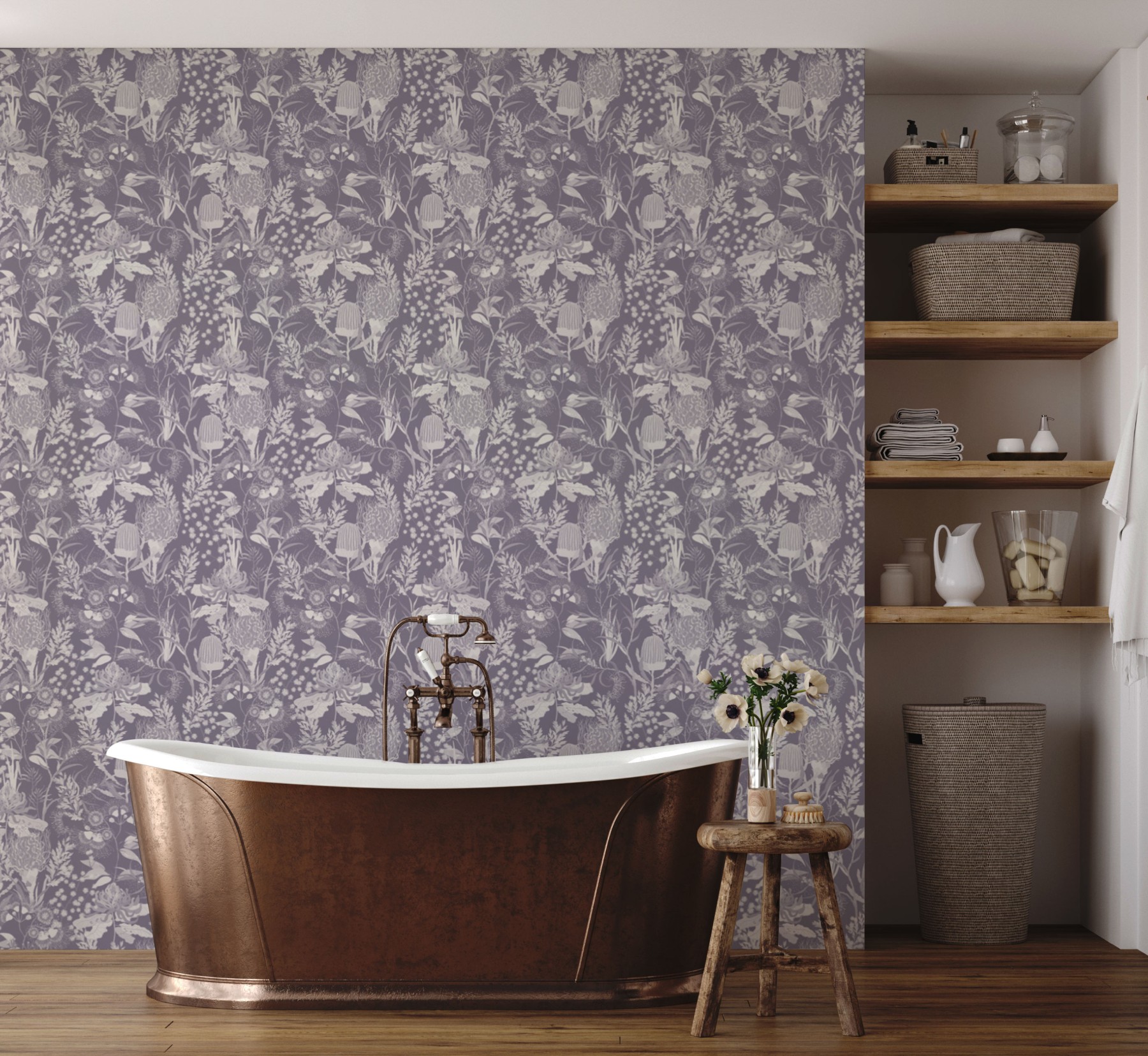 Australian Florals - Dusty Violet | WALLPAPER