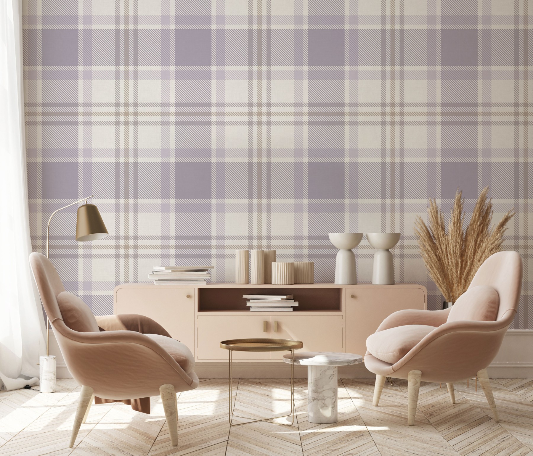 Plaid - Lilac &#038; Bronze | WALLPAPER