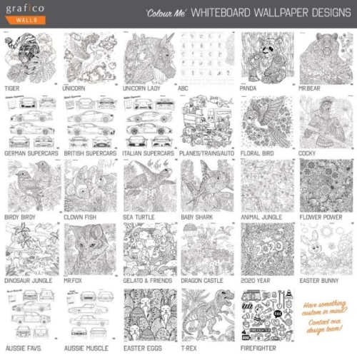 'Colour Me' Whiteboard Wallpaper Print - Grafico Melbourne - Styles