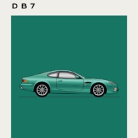 Mid Century Style Cars Print Series - Aston Martin DB7 - Green