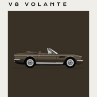 Mid Century Style Cars Print Series - Aston Martin V8 Volante - Brown