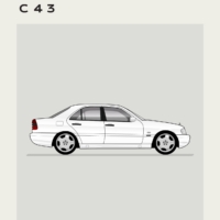 Mid Century Style Cars Print Series - Mercedes - C43 White