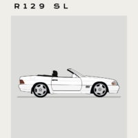 Mid Century Style Cars Print Series - Mercedes - R129 White