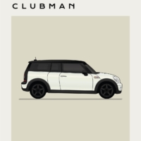 Mid Century Style Cars Print Series - Mini Clubman - Cream