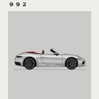 Mid Century Style Cars Print Series - Porsche 992 - White