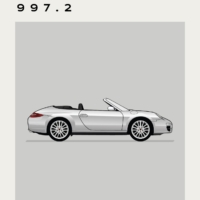 Mid Century Style Cars Print Series - Porsche 997.2 Cabrio - Silver