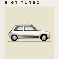 Mid Century Style Cars Print Series - Renault 5 GT Turbo - Cream