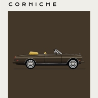 Mid Century Style Cars Print Series - Rolls Royce Corniche - Brown