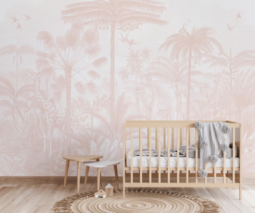 Animal Jungle Fiesta - Blush - Wallpaper - Grafico Melbourne