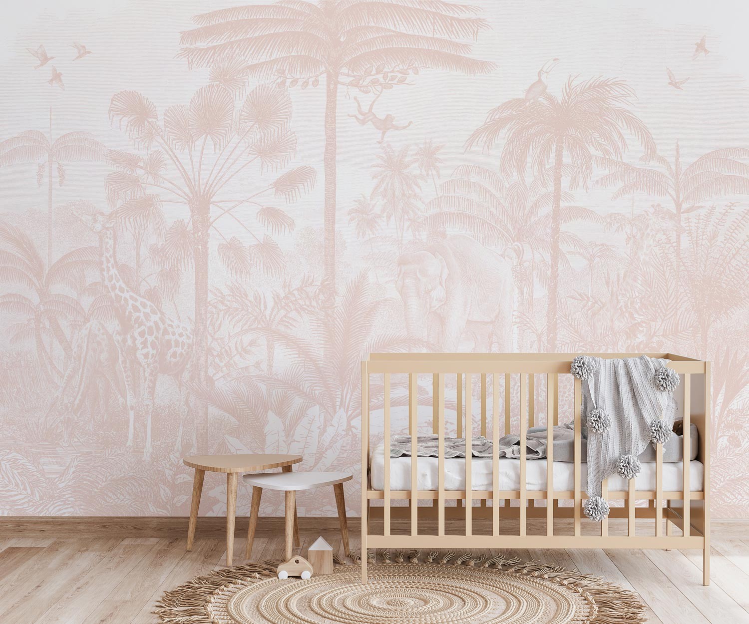 Animal Jungle Fiesta - Blush - Wallpaper - Grafico Melbourne