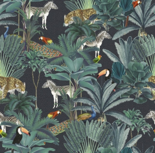 Animal Palm Jungle - Grey Dots Wallpaper - Grafico Melbourne