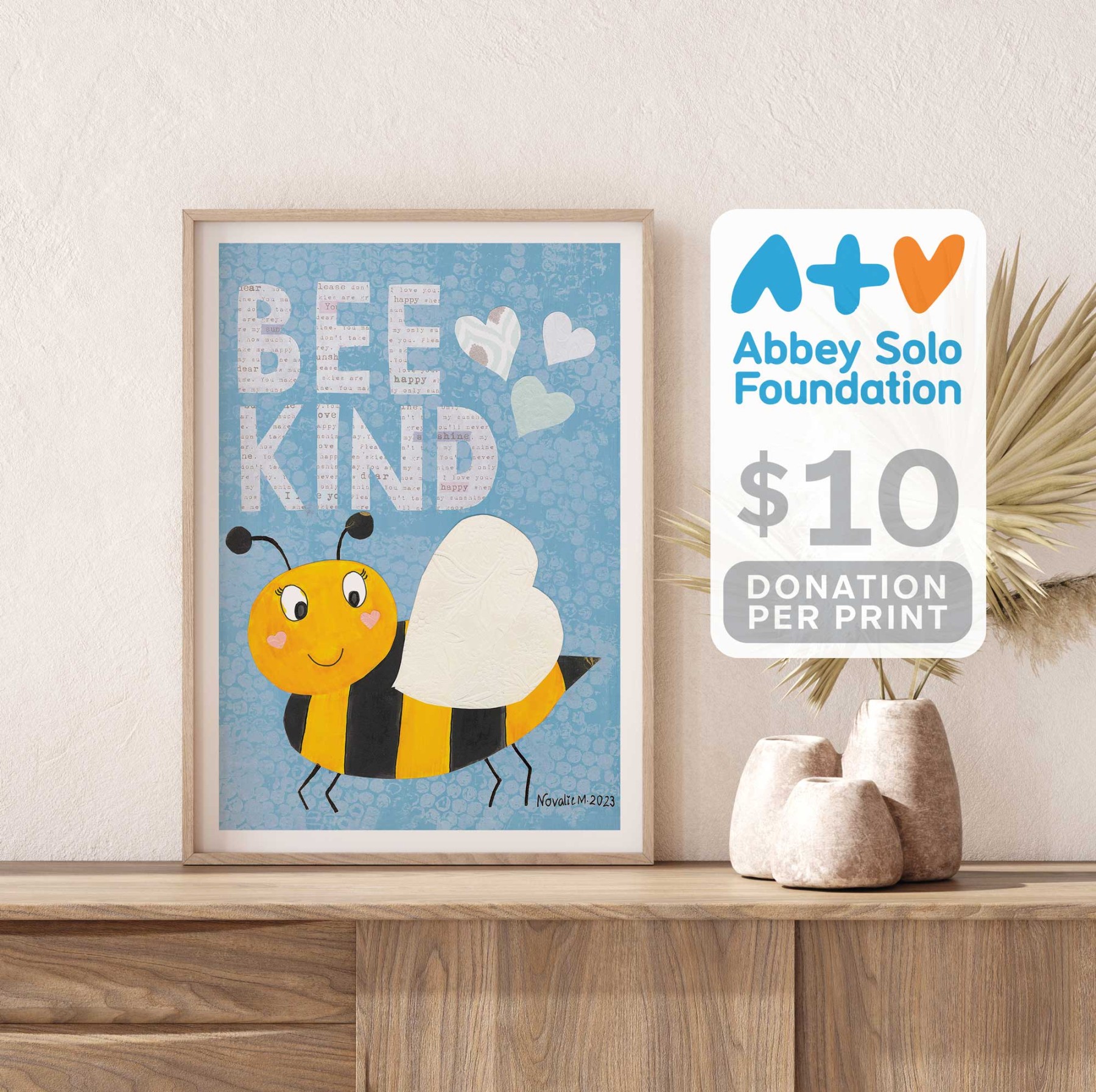 Bee Kind - Blue by Novalie - Charity Print - Grafico Melbourne