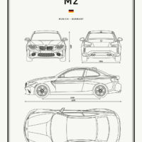 Classic Car Blueprints - Art Print - BMW M2