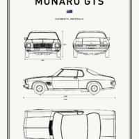 Classic Car Blueprints - Art Print - Holden Monaro GTS