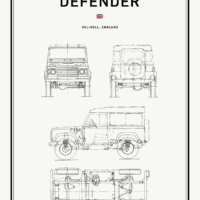 Classic Car Blueprints - Art Print - Land Rover Defender V1