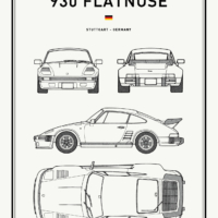 Classic Car Blueprints - Art Print - Porsche 930 Flatnose