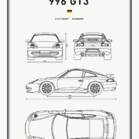 Classic Car Blueprints - Art Print - Porsche 996 GT3