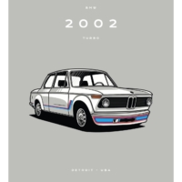 Colour Block Car Poster Print - BMW 2002 Turbo Grey - Grafico Melbourne