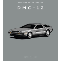 Colour Block Car Poster Print - Delorean Motor Company - DMC-12 - Grey - Grafico Melbourne