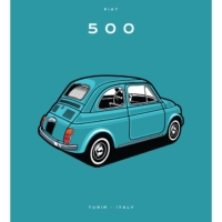 Colour Block Car Poster Print - Fiat 100 Blue - Grafico Melbourne