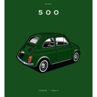Colour Block Car Poster Print - Fiat 100 Green - Grafico Melbourne