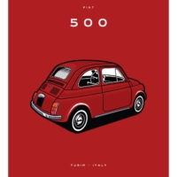 Colour Block Car Poster Print - Fiat 100 Red - Grafico Melbourne
