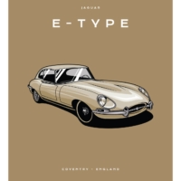 Colour Block Car Poster Print - Jaguar - E-Type - Creme - Grafico Melbourne