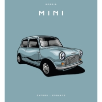 Colour Block Car Poster Print - Morris Mini Blue - Grafico Melbourne