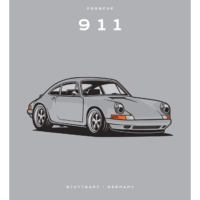 Colour Block Car Poster Print - Porsche 911 Grey - Grafico Melbourne
