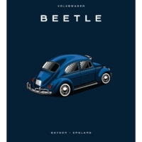 Colour Block Car Poster Print - Volkswagen Beetle Blue - Grafico Melbourne