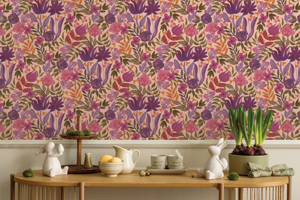 Dancing Flora - Lilac Wallpaper - Grafico Melbourne