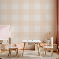 Gingham Check 200mm - Natural Wallpaper - Grafico Melbourne
