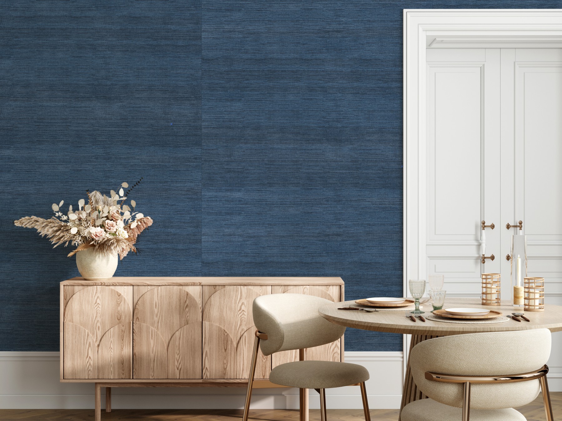 Grasscloth - Navy Blue Wallpaper - Grafico Melbourne