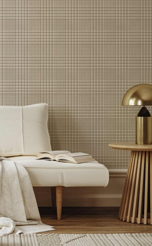 Houndstooth Large - Oatmeal Wallpaper - Grafico Melbourne