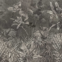 Jungle Fresco - Charcoal Wallpaper - Grafico Melbourne