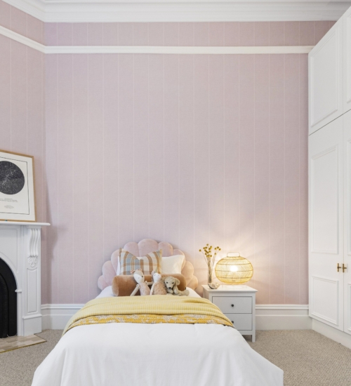 Linen Pinstripe - Dusty Pink Wallpaper - Grafico Melbourne